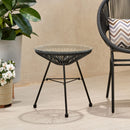 Nusa - Modern Rattan Side Table With Tempered Glass Top