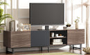 Modern TV With 3 Cabinets & Open Shelves, Color-Matching Media Console Table For Tvs Up To 80'', Entertainment Center With Drop Down Door For Living Room - Dark Brown