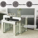 Nysa - 20" Accent Table - Mirrored & Faux Crystals Inlay