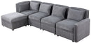 Modular Corduroy Sectional Sofa, Convertible L Shaped Couch Sofa with Storage,  5 Seat Sofa Couch for Living Room, Dark Gray