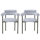 Contemporary Upholstered Armchair Dining Chairs With Metal Legs (Set of 2)