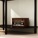 Boho Rattan Semi Circle End Table With Sliding Rattan Door, Storage And Bottom Shelf