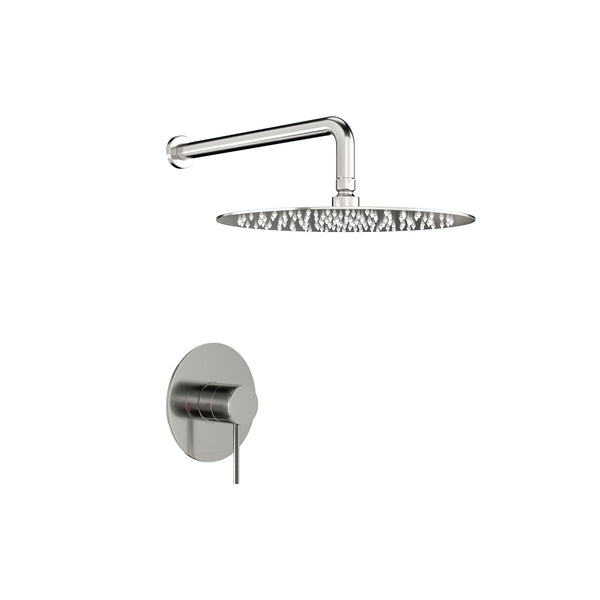 Shower Faucet Set With 10" Rainfall Shower Head And Valve - Brushed Nickel