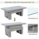 Outdoor Furniture Set Patio Rattan Furniture Set With Adjustable Table, Recliners With Extendable Side Tables And 2 Ottomans