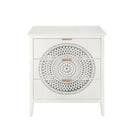 3 Drawer Cabinet With Hollow Carved 3 Drawer Dresser Storage Chest With Metal Handles For Entryway Living Room Bedroom - Beige