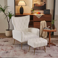 Modern Accent Chair With Ottoman, Comfy Armchair For Living Room, Bedroom, Apartment