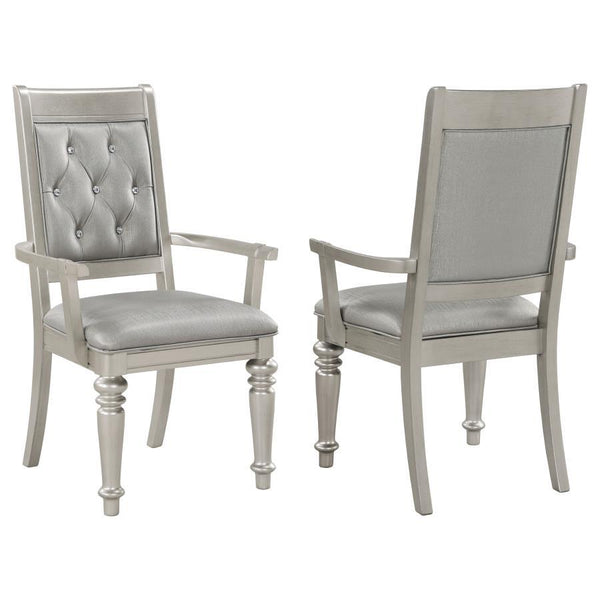 Bling Game - Dining Arm Chair (Set of 2) - Metallic Platinum - Atlantic Fine Furniture Inc