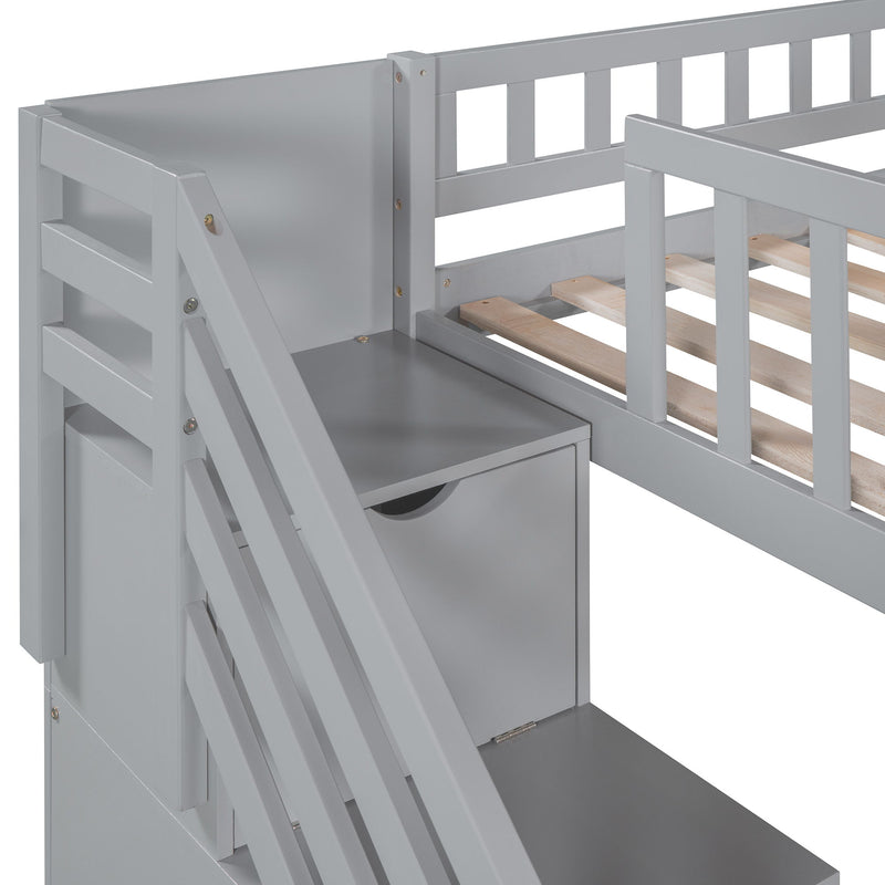 Loft Stairway Bed With 2 Drawers And Slide