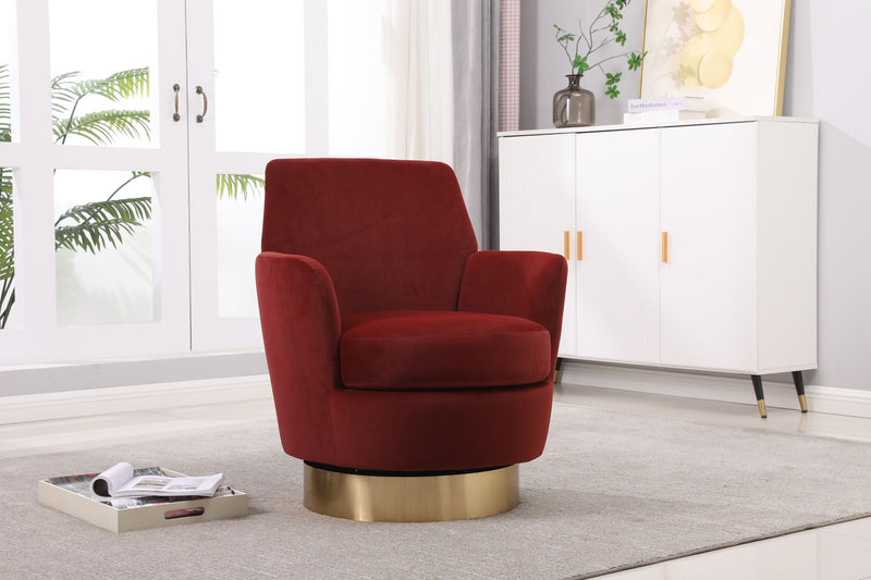 Swivel Barrel Chair, Swivel Accent Chairs Armchair For Living Room, Reading Chairs For Bedroom Comfy, Round Barrel Chairs With Gold Stainless Steel Base