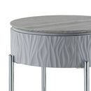 Yukino - End Table - Gray High Gloss & Chrome
