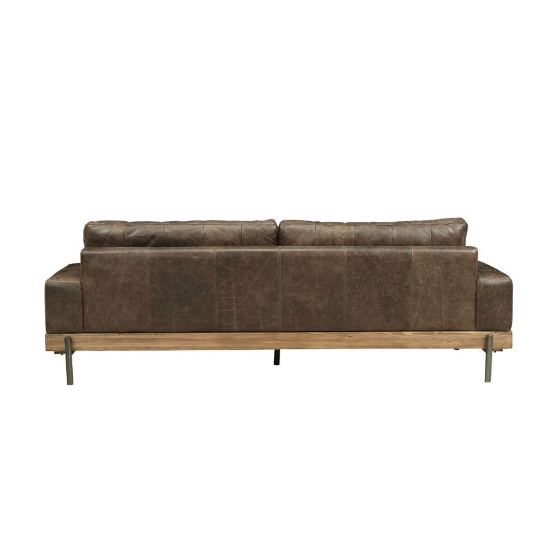 Silchester - Sofa - Oak & Distress Chocolate Top Grain Leather - Atlantic Fine Furniture Inc