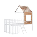 Loft Bed With Roof, Window, Guardrail, Ladder