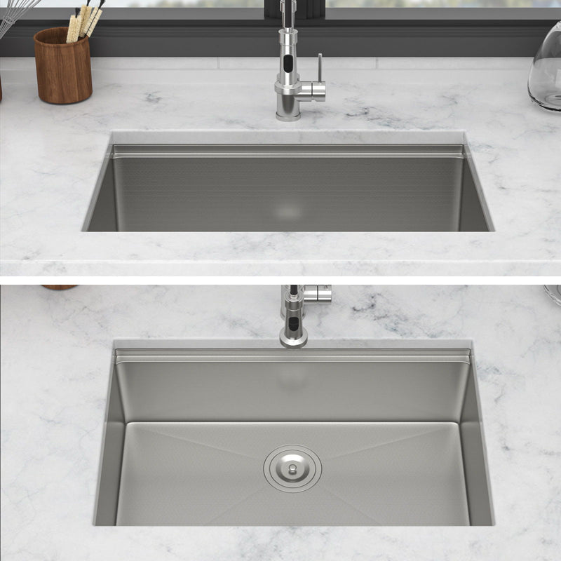 Undermount Workstation Kitchen Sink Stainless Steel Single Bowl