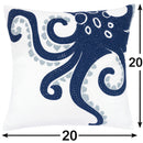 Octopus Patterned Pillow Cover With Matching Back - White