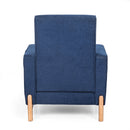 Mid Century Modern Club Chair With Upholstery And Rubberwood Legs - Navy Blue
