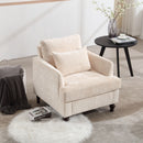 Modern Mid Century Wood Frame Armchair With Tufted Design