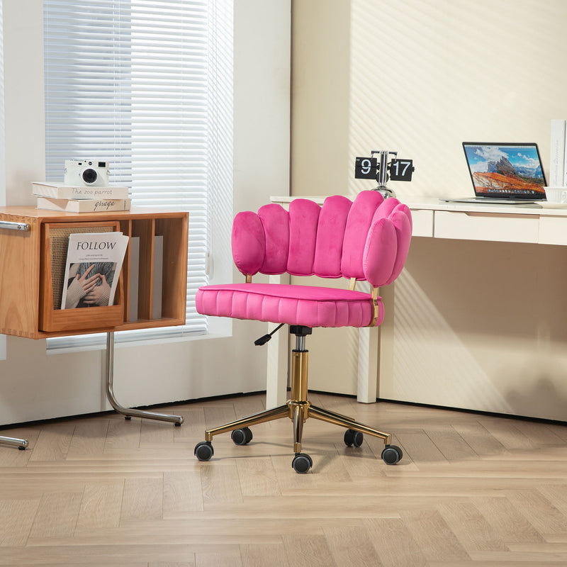 Modern Velvet Home Office Desk Chair With Adjustable Height And Swivel Wheels