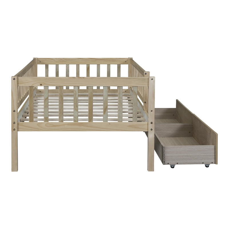 Twin Size Daybed Wood Bed with Two Drawers, Natural