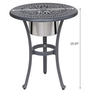 Outdoor Patio Aluminum Round Bistro Table/Side Table With Ice Bucket - Gunmetal