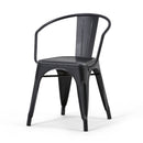 Larkin - Metal Dining Arm Chair (Set of 2) - Distressed Black / Silver