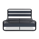 Industrial Platform Queen Bed Frame/Mattress Foundation with Rustic Headboard and Footboard, Strong Steel Slat Support, No Box Spring Needed, Noise Free, Easy Assembly