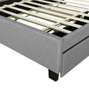 Full size Upholstered Platform Bed with Storage Headboard, Twin Size Trundle & 2 drawers and a set of Sockets & USB Ports, Linen Fabric, Gray