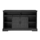 Fireplace TV Stand For Tvs Up To 65", Entertainment Center With 23" Electric Fireplace, Farmhouse TV Stand Industrial Media Console With Sliding Barn Door For Living Room - Dark Gray