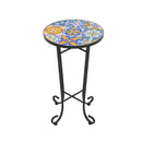 French Country Patio Side Table With Vibrant Tile Top