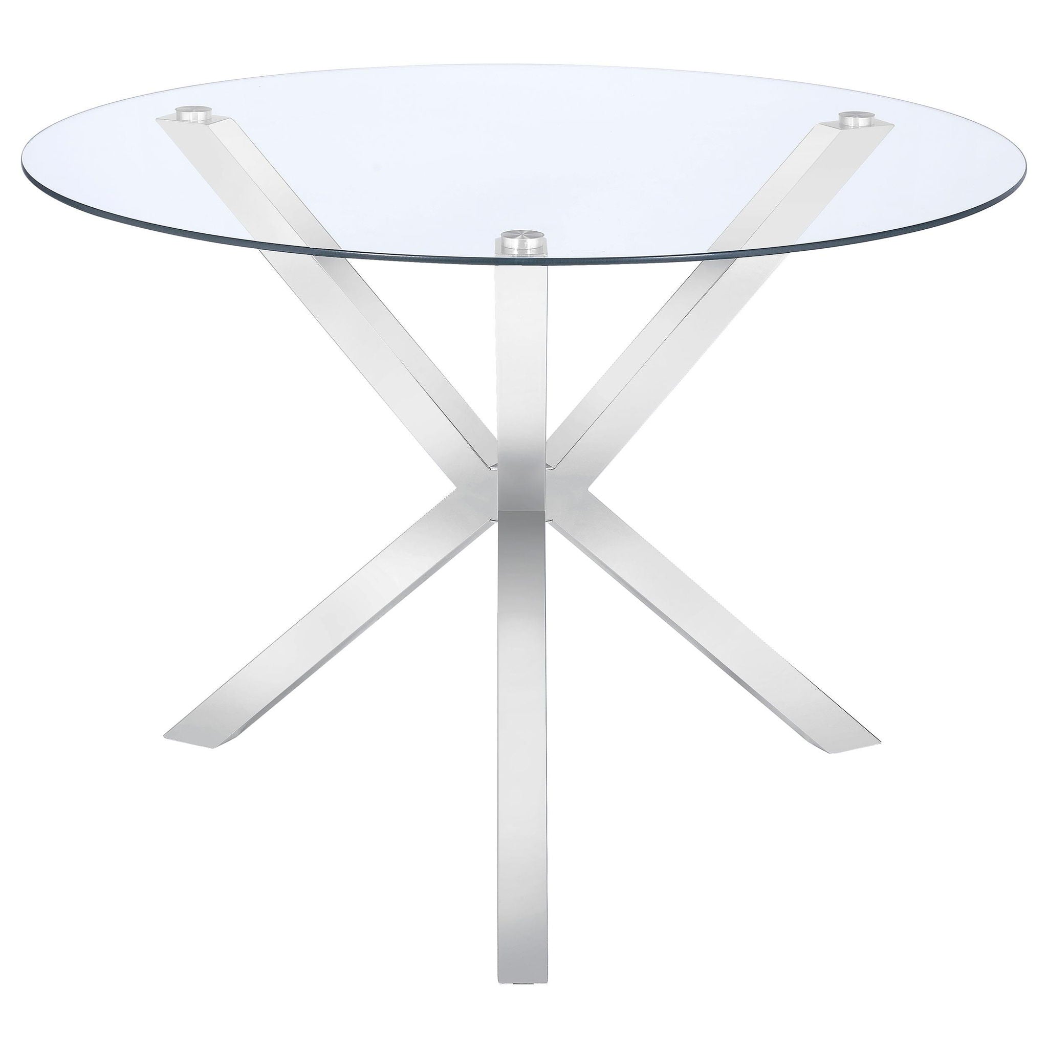 Vance Round 41-inch Glass Top Asterisk Dining Table Chrome