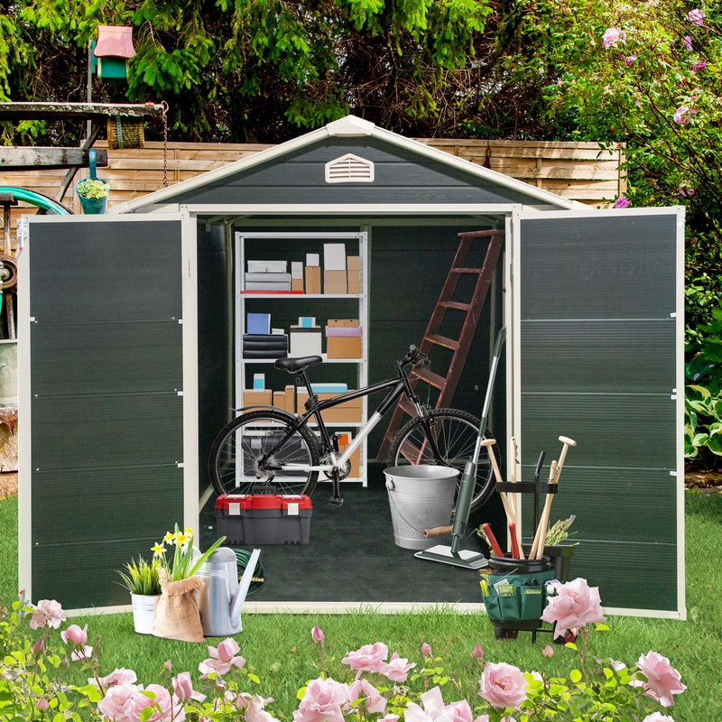 Resin Outdoor Storage Shed Kit Perfect To Store Patio Furniture - Black