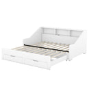 Daybed Frame With Storage Bookcases, 2 Drawers, Charging Station