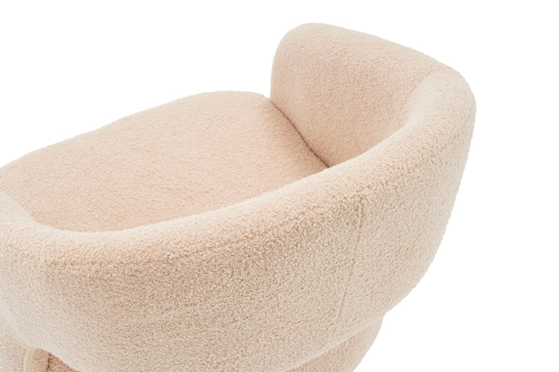 Swivel Accent Chair Armchair, Round Barrel Chair For Living Room Bedroom - Teddy Fabric