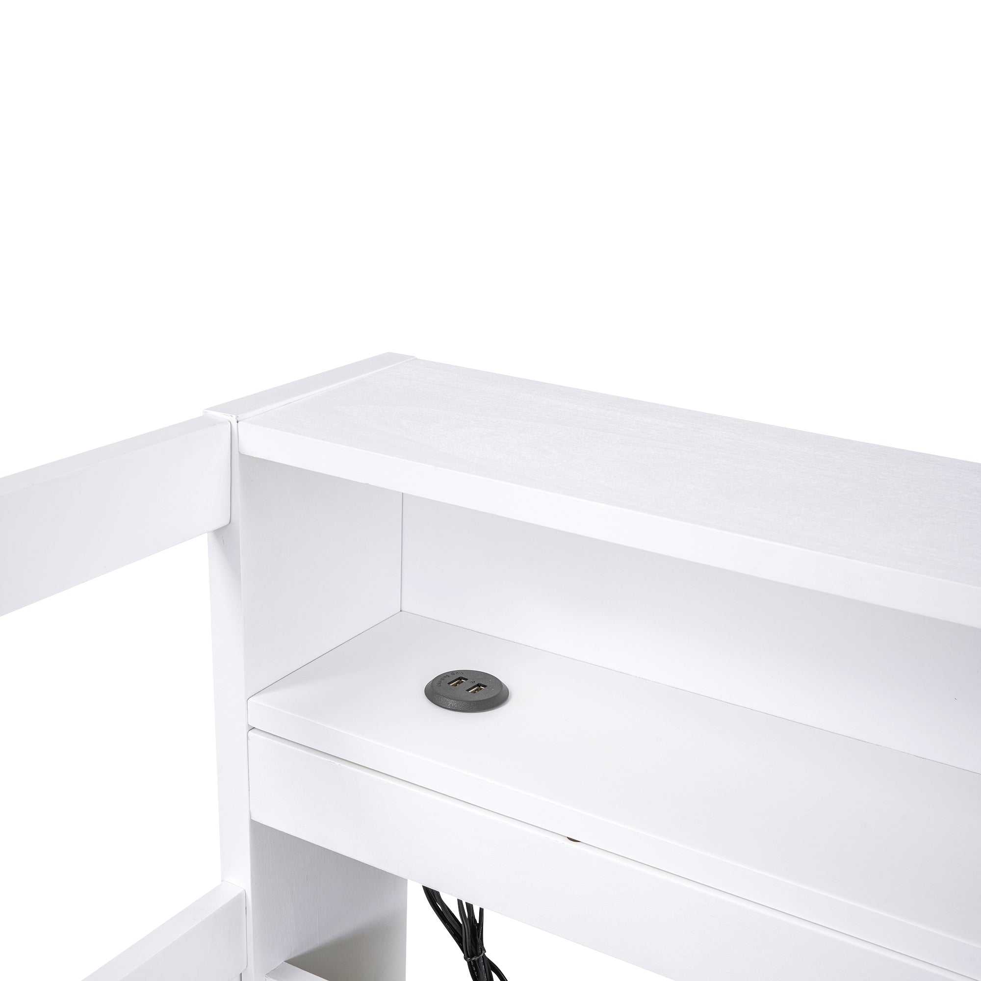 Twin XL Wood Daybed with 2 Trundles, 3 Storage Cubbies, 1 Light for Free and USB Charging Design, White - Atlantic Fine Furniture Melbourne FL