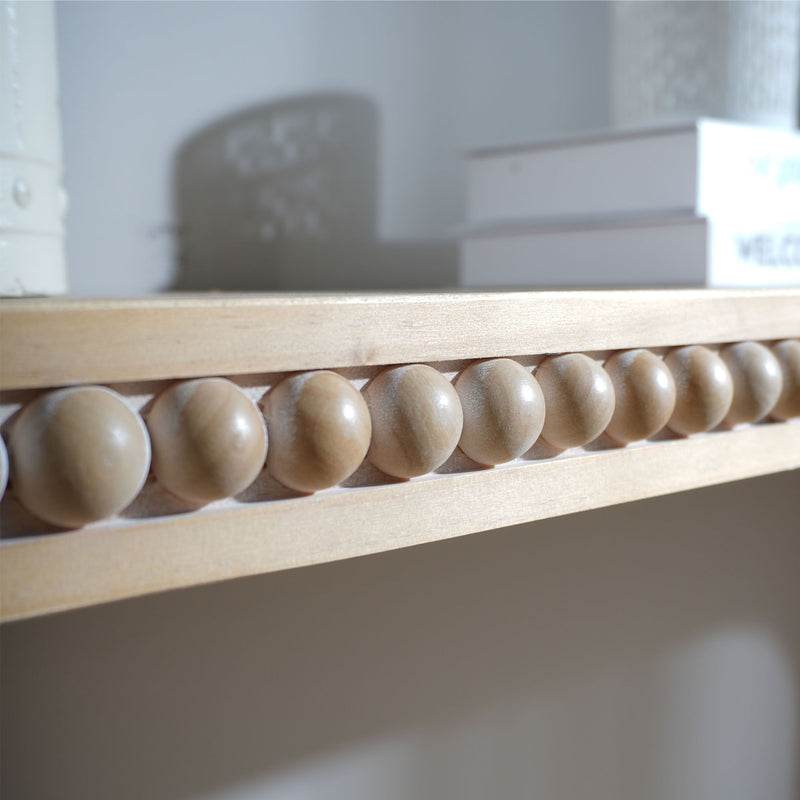 Console Table With Wood Beads Curved Waterfall Style Table - Antique Natural / Natural / Rustic / Natural / White