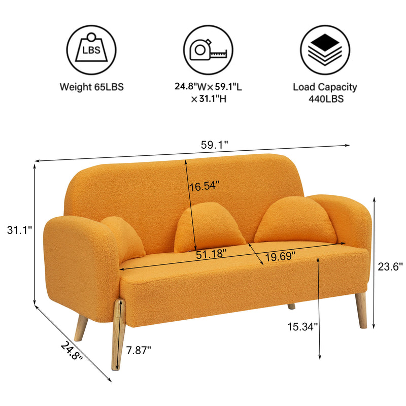 Teddy Velvet Two-Seater Sofa With Three Lumbar Pillows