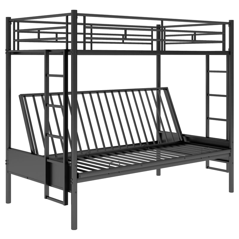 Twin Over Full Bunk Bed, Multi Function - Black