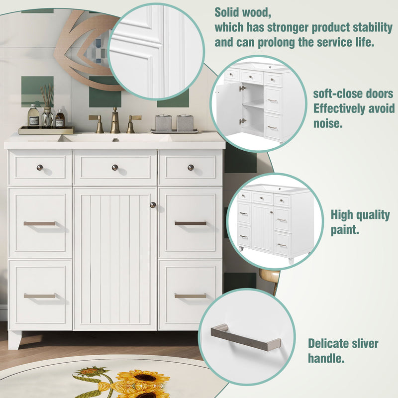 Bathroom Vanity Cabinet With Sink Top Combo Set, Single Sink, Shaker Cabinet With Soft Closing Door And Drawer