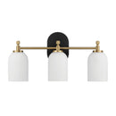 Meadows - 3 Lights Vanity Brush Bathroom Wall Light For Bathroom Over Mirror - Black / Gold / White