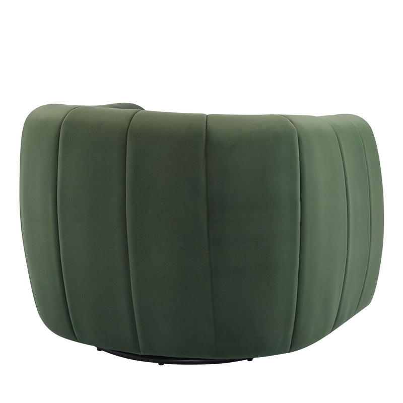 Serenizia - Upholstered Velvet Swivel Chair With Channel Tufted