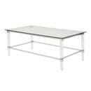 Ultra Modern Rectangle Coffee Table With Tempered Glass Surface - Clear