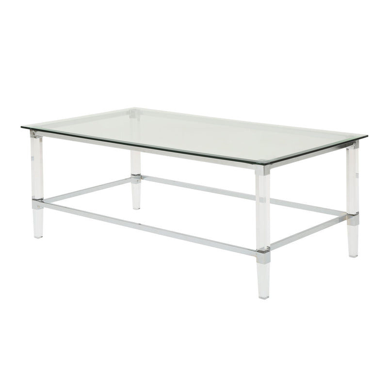 Ultra Modern Rectangle Coffee Table With Tempered Glass Surface - Clear