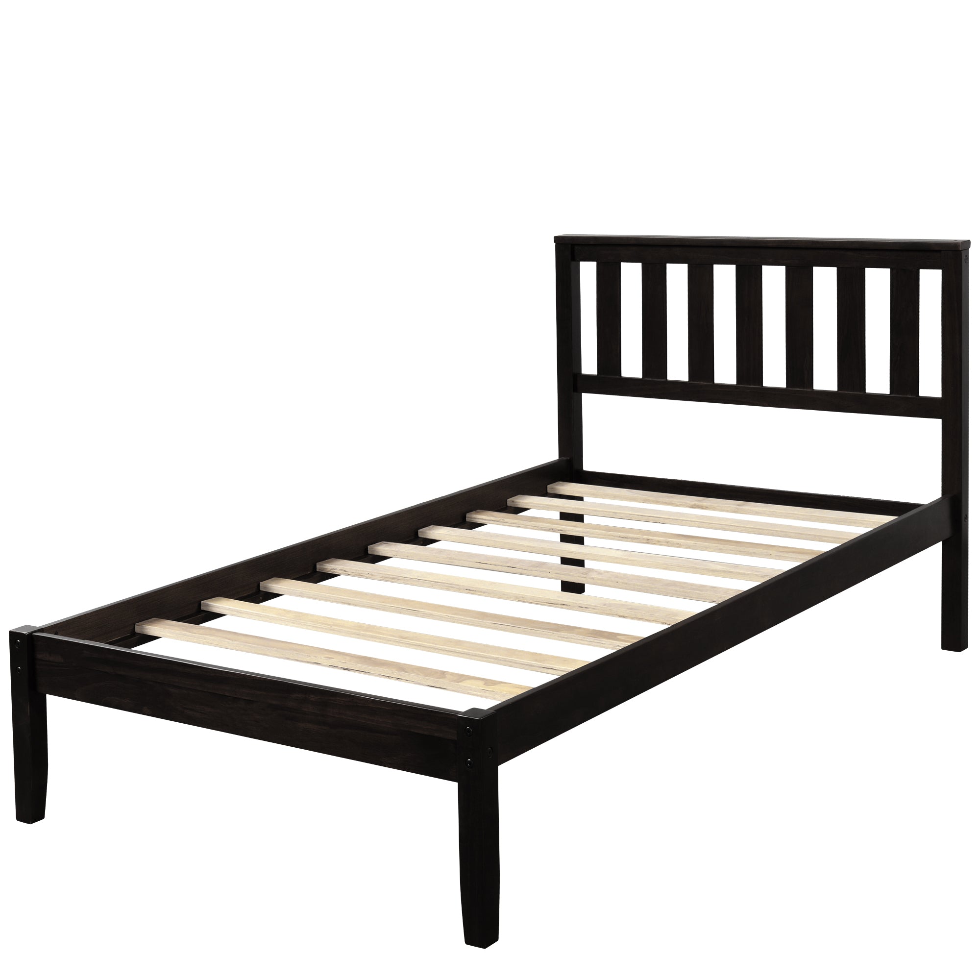 Wood Platform Bed with Headboard/Wood Slat Support,Twin (Espresso) - Atlantic Fine Furniture Melbourne FL