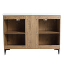 Elegant 48" Freestanding Bathroom Vanity With Double Resin Sink And Storage Rack Soft Close Doors - Imitative Oak