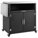 Versatile Outdoor Cabinet With Folding & Expandable Work Surfaces, Ample Storage Space, And Lockable Wheels - Matte Black