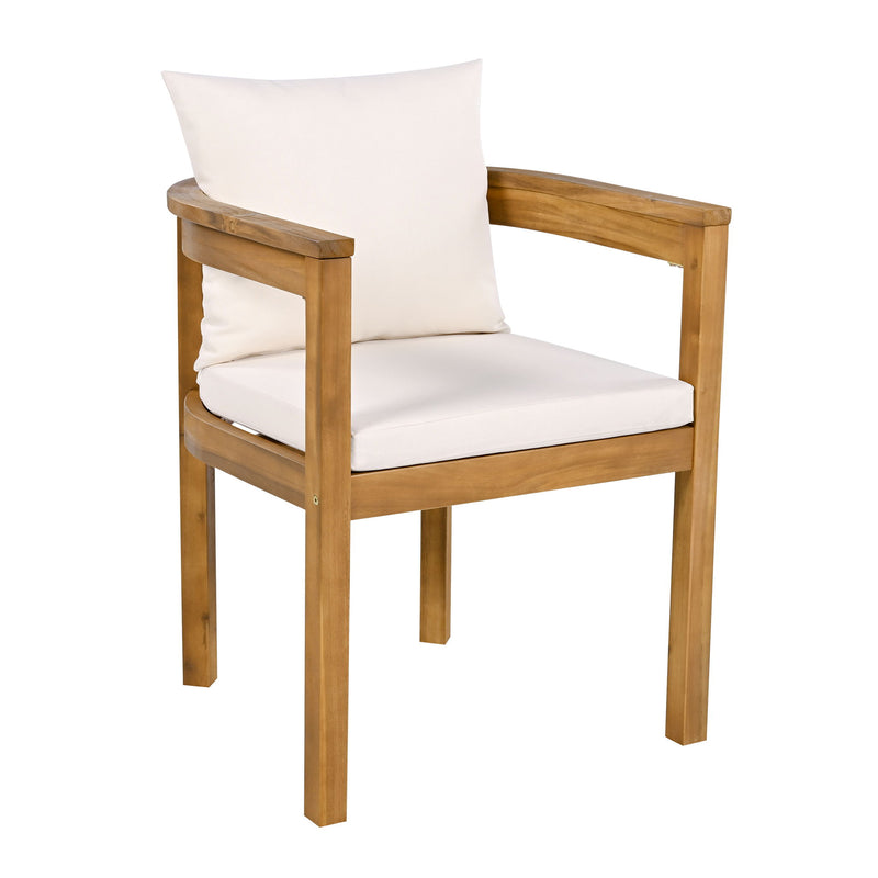 Abaco - Outdoor Patio 7 Pieces Dining Set With Chairs And Table - Teak / Beige