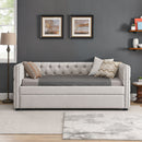 Inspired Upholstered Daybed With Trundle, Button Tufted