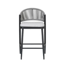 Outdoor 26" Counter Height Metal Frame Counter Stools With Scallop Shaped Backrest & Water Resistant Cushions