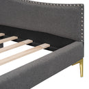 Upholstered Daybed With Headboard And Armrest, Support Legs