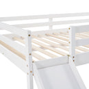 Full Loft Bed With Slide, Multifunctional Design - White