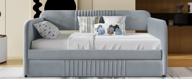 Upholstered Daybed Sofa Bed With Trundle Bed